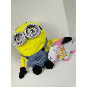 Despicable Me Minion 17" Cuddle Pillow Dave 2 Eyes + 9" Unicorn Plush Gift Set